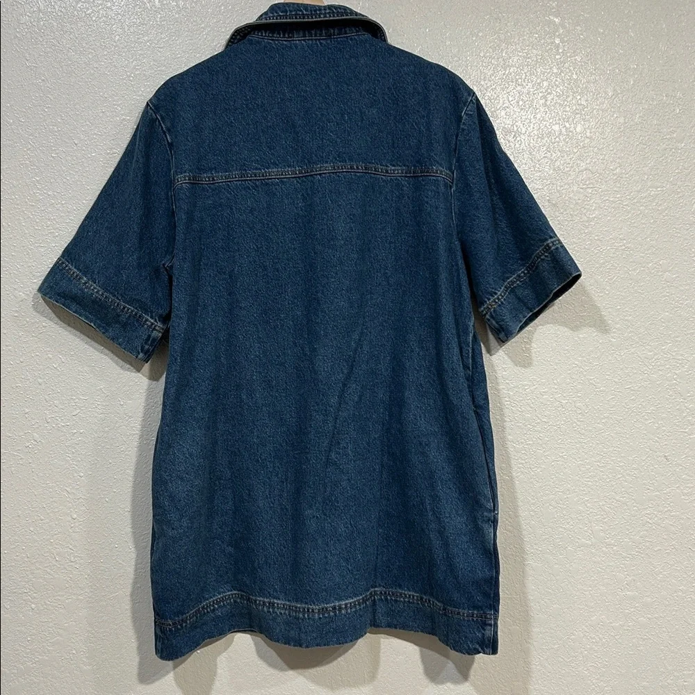 OLIVACEOUS  WOMENS COLLARED  DENIM MINI DRESS SZ LG NEW - Picture 2 of 9
